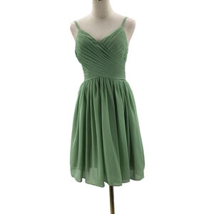 RYANTH Sz S Green Sleeveless Pleated Lace up Knee Length Party Dress NWT B42